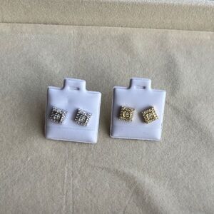 Gold plated Square Stud Earrings in Silver and Gold